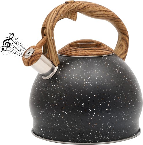 Black whistling tea kettle - black,