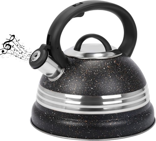 Black whistling tea kettle - black,